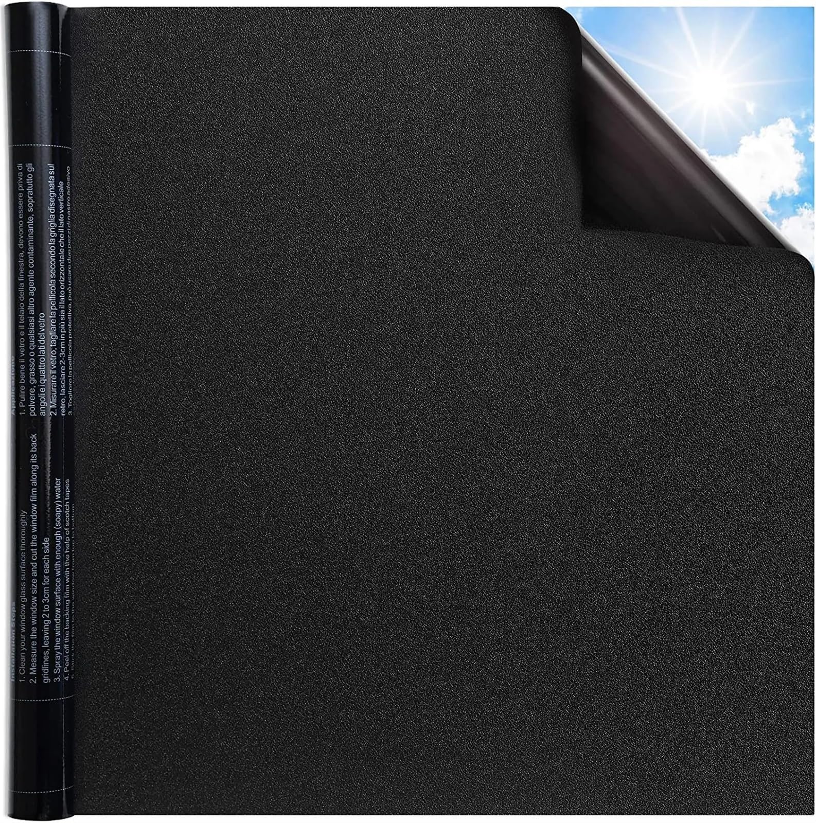XIUsheUA blackout blinds stick on Matte Blackout Window Film Privacy Removable Self Adhesive Static Cling Stickers for Light Blocking Frosted(55x100 cm)