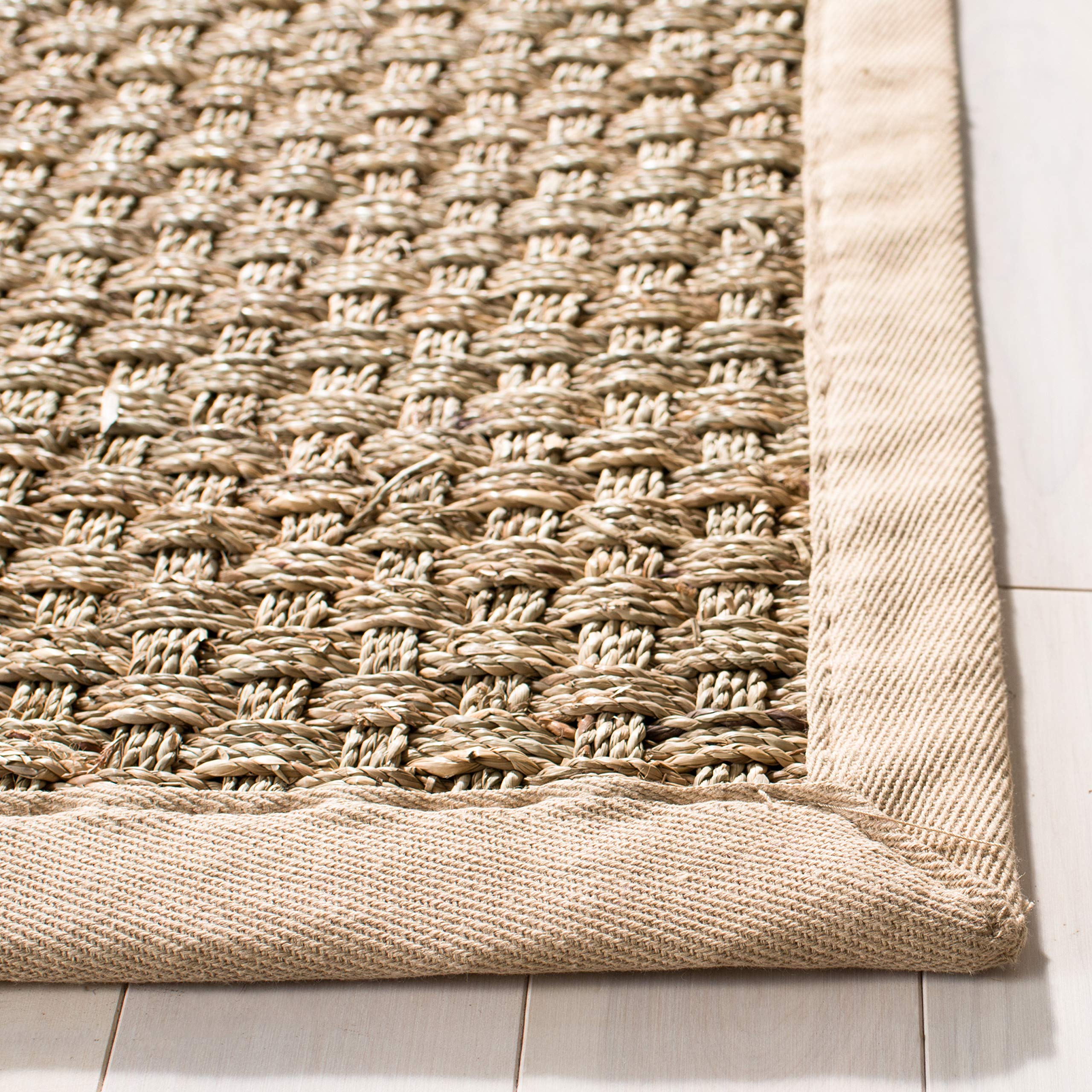 Safavieh Naturfaser Teppich für Wohnzimmer, Esszimmer, Schlafzimmer - Natural Fiber Collection, Kurzer Flor, Natur und Beige, 213 X 213 cm