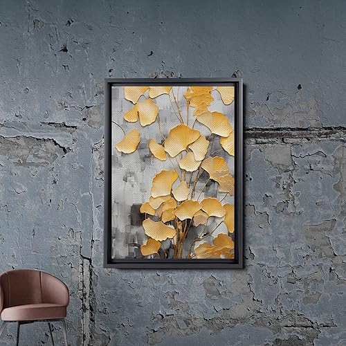 Miniatura 2 de Original Ginkgo biloba Print On Canvas, Modern Textured Gold Wall Art, Abstract Gold Leaves Print, Living room Wall Decor, Decor Canvas, Arts