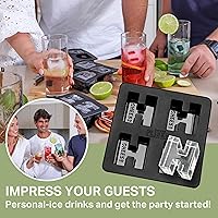 Vista 3 de DrinksPlinks Bandeja de Cubitos de Hielo con Letra H - Molde de Cubitos de Hielo de Silicona Personalizado para Whisky – Bandeja Grande