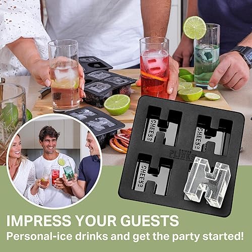 Miniatura 3 de DrinksPlinks Bandeja de Cubitos de Hielo con Letra H - Molde de Cubitos de Hielo de Silicona Personalizado para Whisky  Bandeja Grande Personalizada