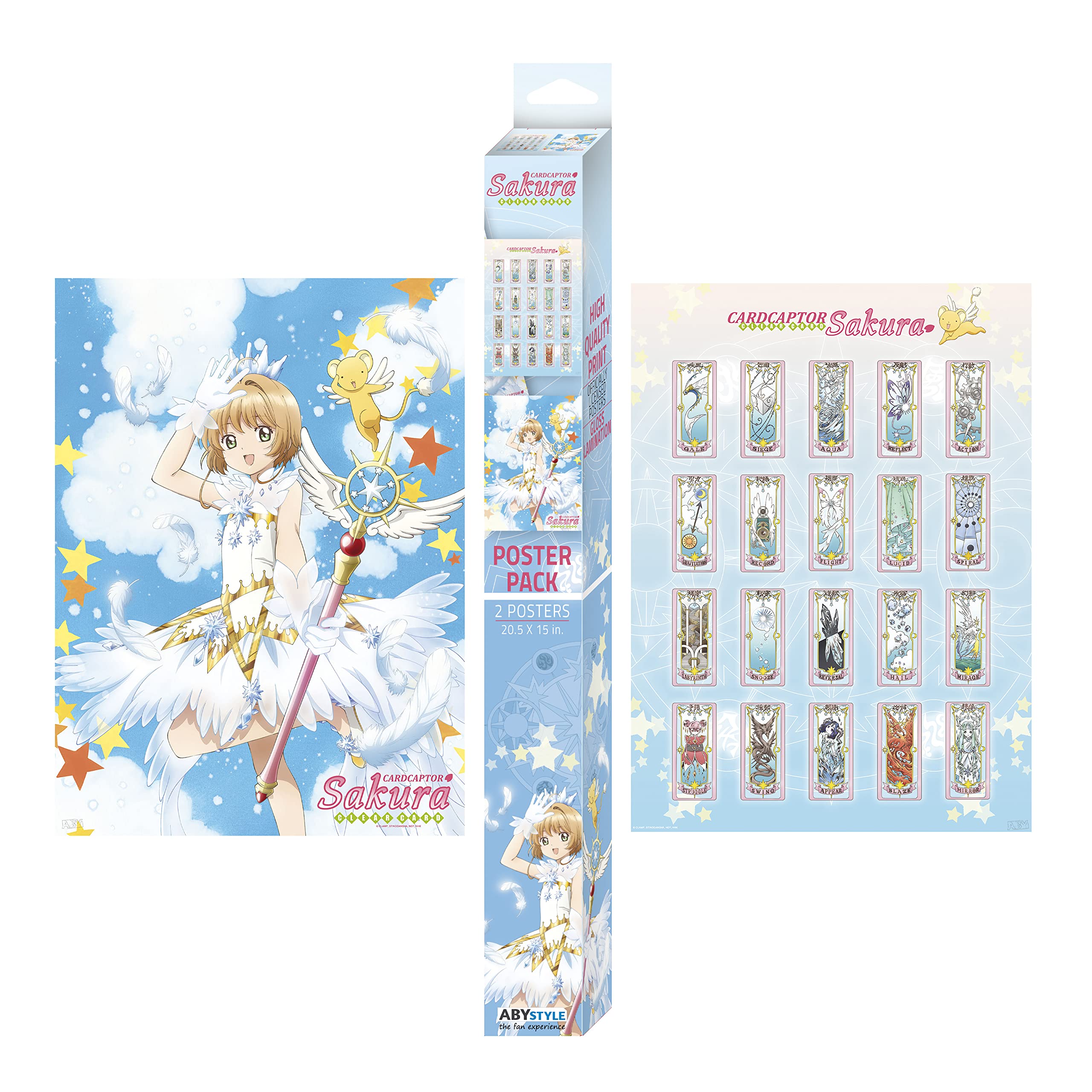 ABYstyle Cardcaptor Sakura Unframed Boxed Poster Set 15" x 20.5" Featuring Sakura & Kero Anime Manga Wall Art Prints for Bedroom Office Home Room Decor
