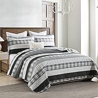 Vista 109 de Homzard King Size Quilt Set, Grey White Snowflake Striped Comforter Set,Cotton Gray Bedspread King Size, Lightweight Comforter Fall Bedding 3 Piece