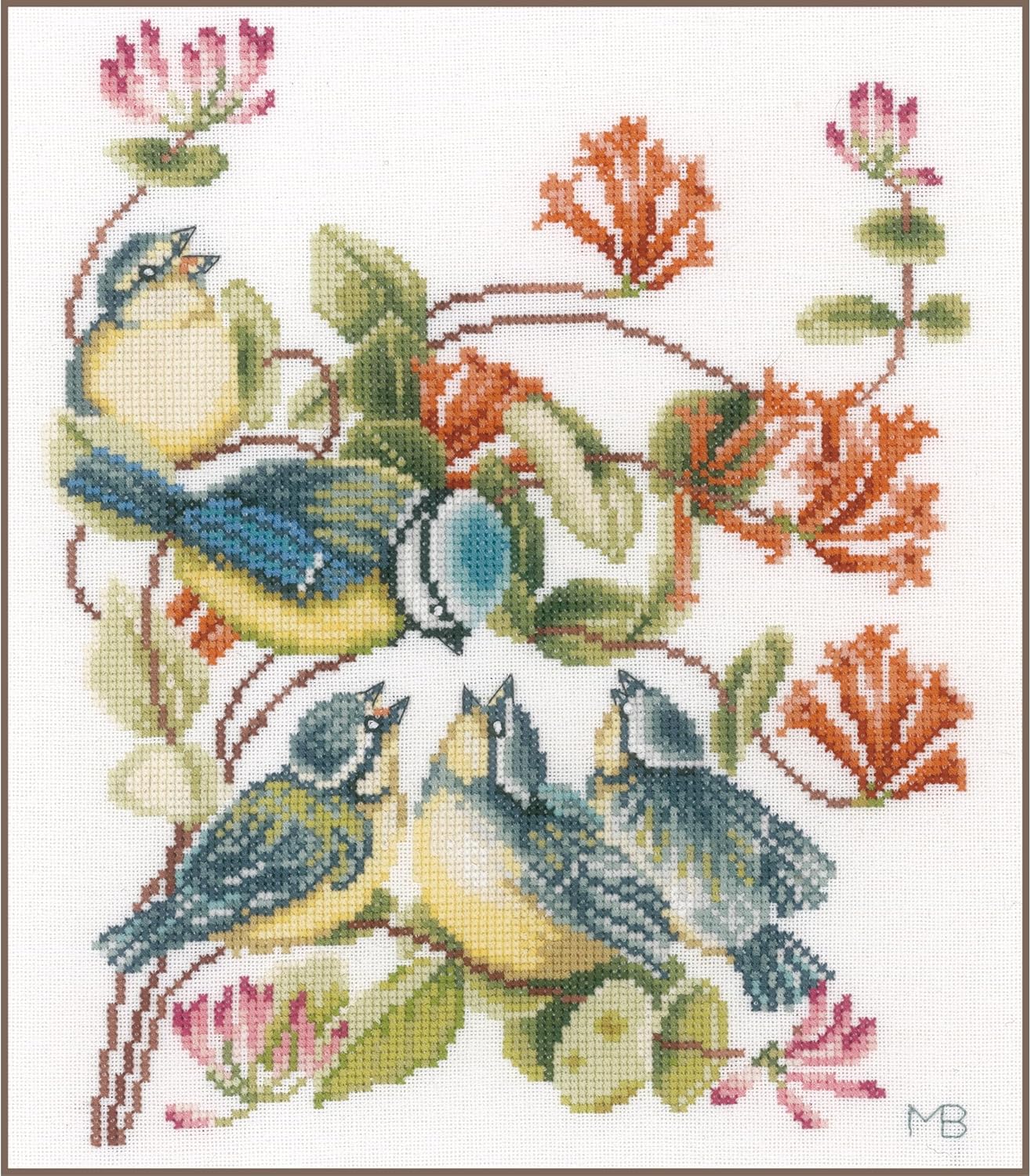 Lanarte Counted Cross Stitch Kit: Chickadees (Evenweave), Cotton, NA, 24 x 29cm