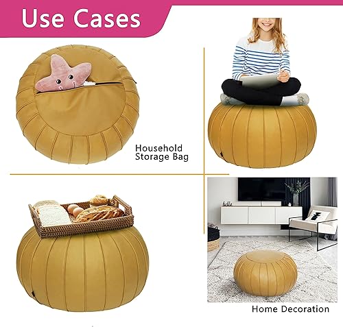 Miniatura 13 de Thgonwid - Reposapiés de gamuza sintética hecho a mano con puf otomano de 23 x 14 in, reposapiés redondo para sala, dormitorio y debajo de la mesa,