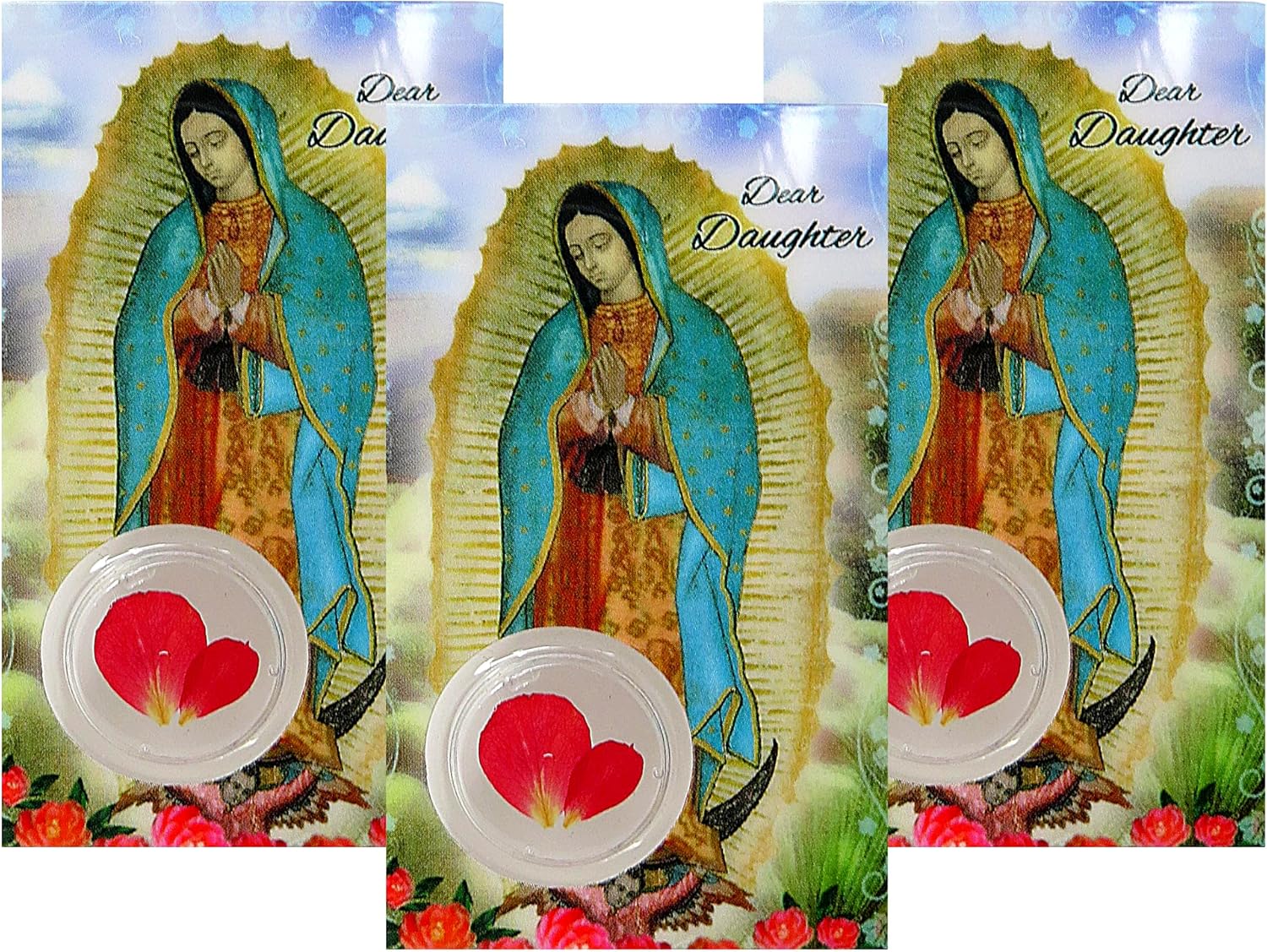 Dear Daughter Prayer Cards from Mom or Dad, Our Lady of Guadalupe Pray for Me Catholic Blessing Card for Daughters, Thinking of You Religious Keepsake Gift, Pack of 3