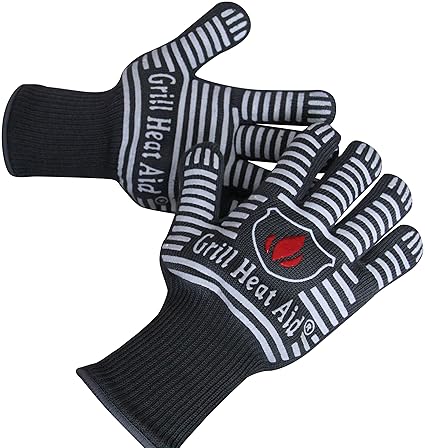 Extreme Heat Resistant BBQ Gloves - Premium Insulated & Silicone Lined Aramid Fiber Mitts for Cooking, Grilling, Frying and Baking - Professional Indoor Outdoor Kitchen Oven Accessories