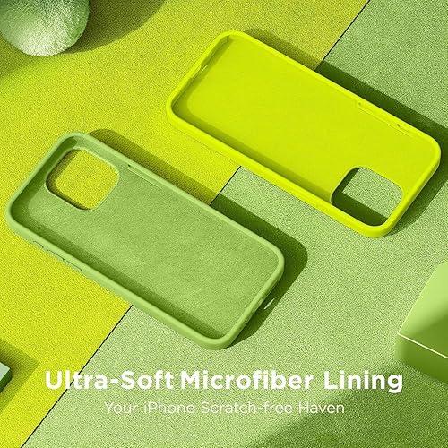 Miniatura 4 de Mizi Funda de silicona líquida para iPhone 15 Pro de 6.1 pulgadas, delgada de 3 capas de goma de gel suave, a prueba de golpes, con forro de