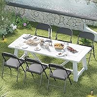 Vista 2 de Folding Chairs 1 Pack with Paded Cushion - Metal Chair with Sturdy Steel Frame 450lb Capacity and Comfortable Seat Heavy Duty Foldable Chair for