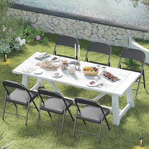 Miniatura 2 de Paquete de 2 sillas plegables con cojín acolchado, silla de metal con marco de acero resistente, capacidad de 450 libras y asiento cómodo, silla