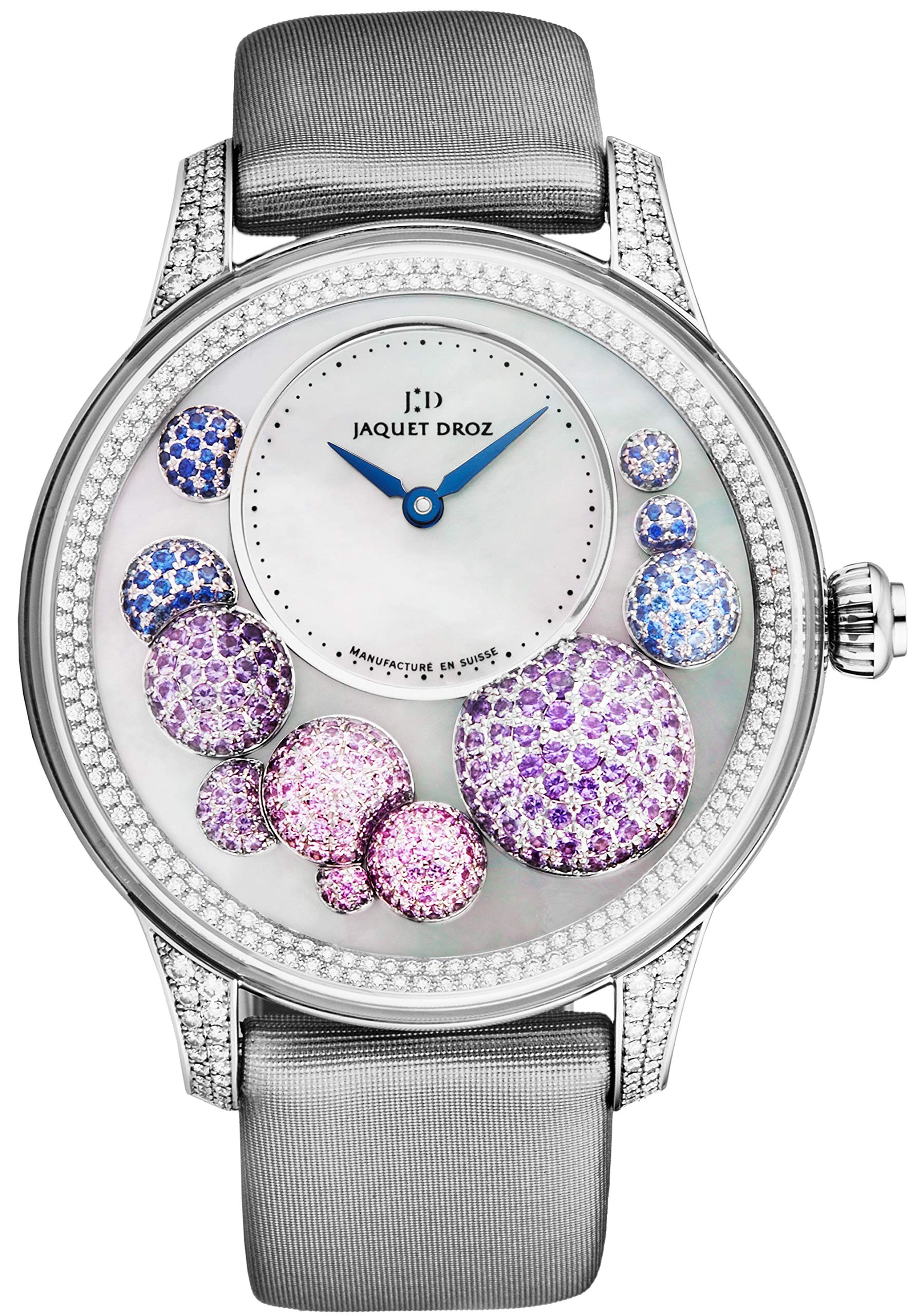 Jaquet Droz Women's 'Petite Heure' Automatic Watch - Mother of Pearl Dial with Blue Hands - Sapphire