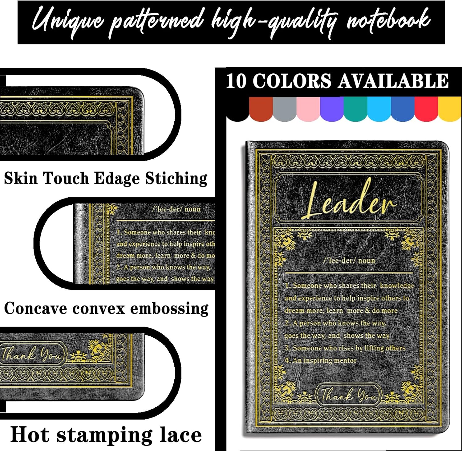 Leader Gift Leader Definition Lined Journal Notebook Mentor Gift Boss Gift Leader Appreciation Gift Leadership A5 Notebook Journal Boss Appreciation Gift,1 Pack (Black),(Leader-Black) - Image 3