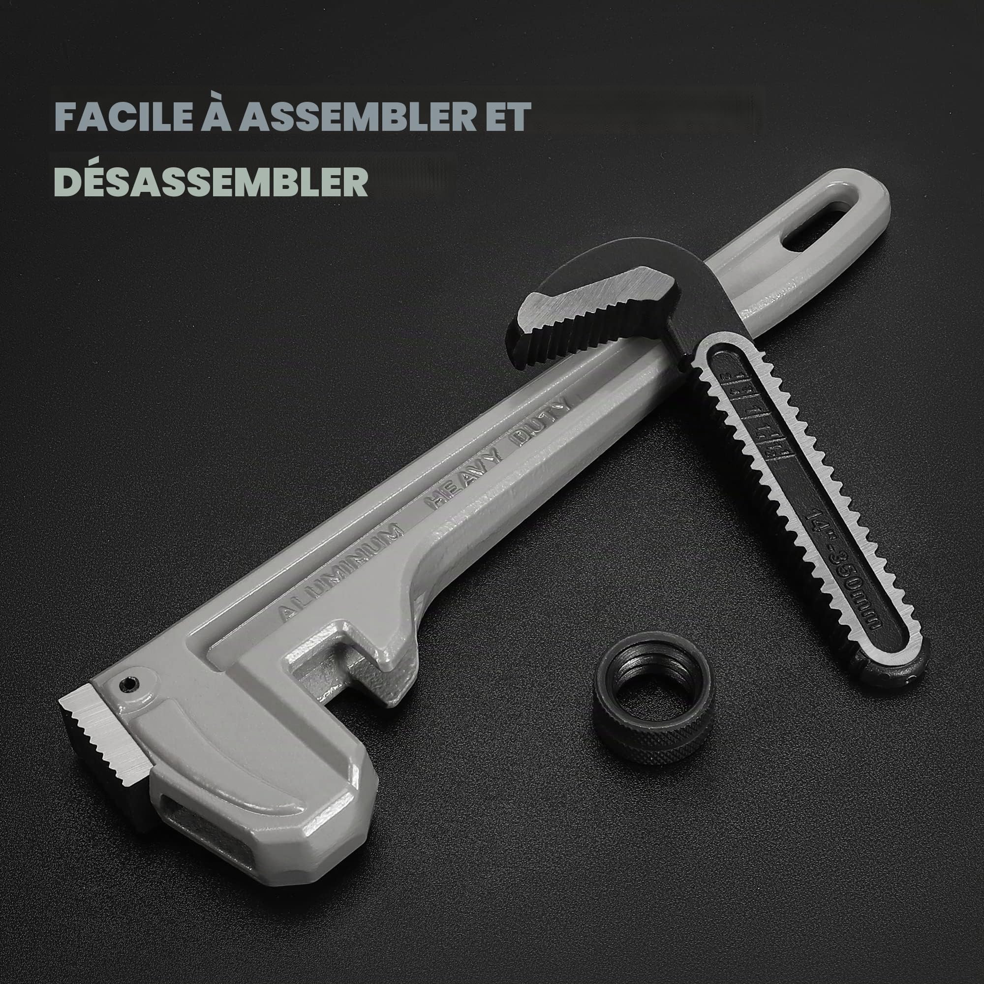 DURATECH Clé Serre-Tubes Droite en Aluminium Robuste 350 mm, Clé à Griffe pour Réparation de Plomberie