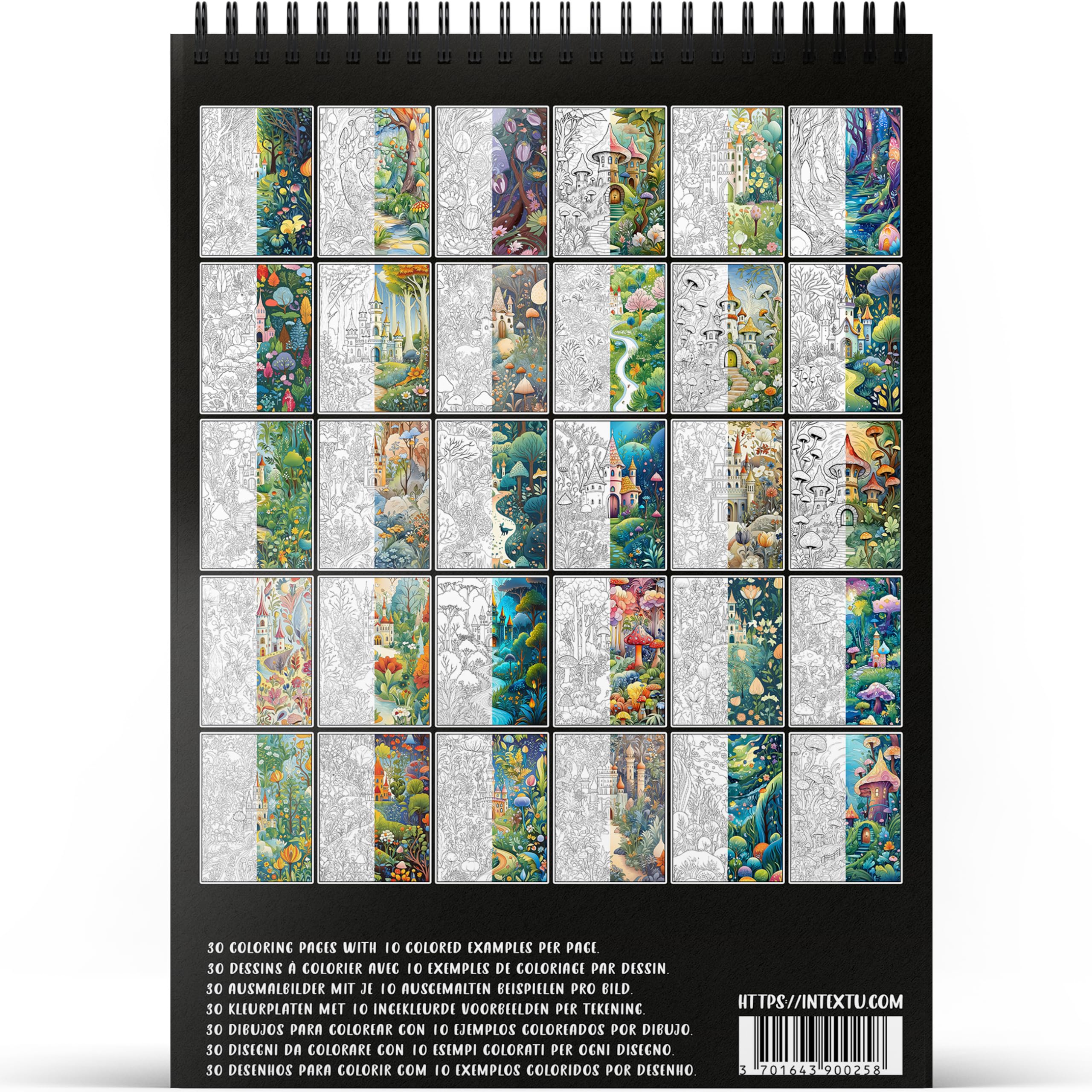 Bosques Encantados Libro de Colorear para Adultos y Adolescentes Papel Premium 200 g/m² Encuadernación en Espiral Fina