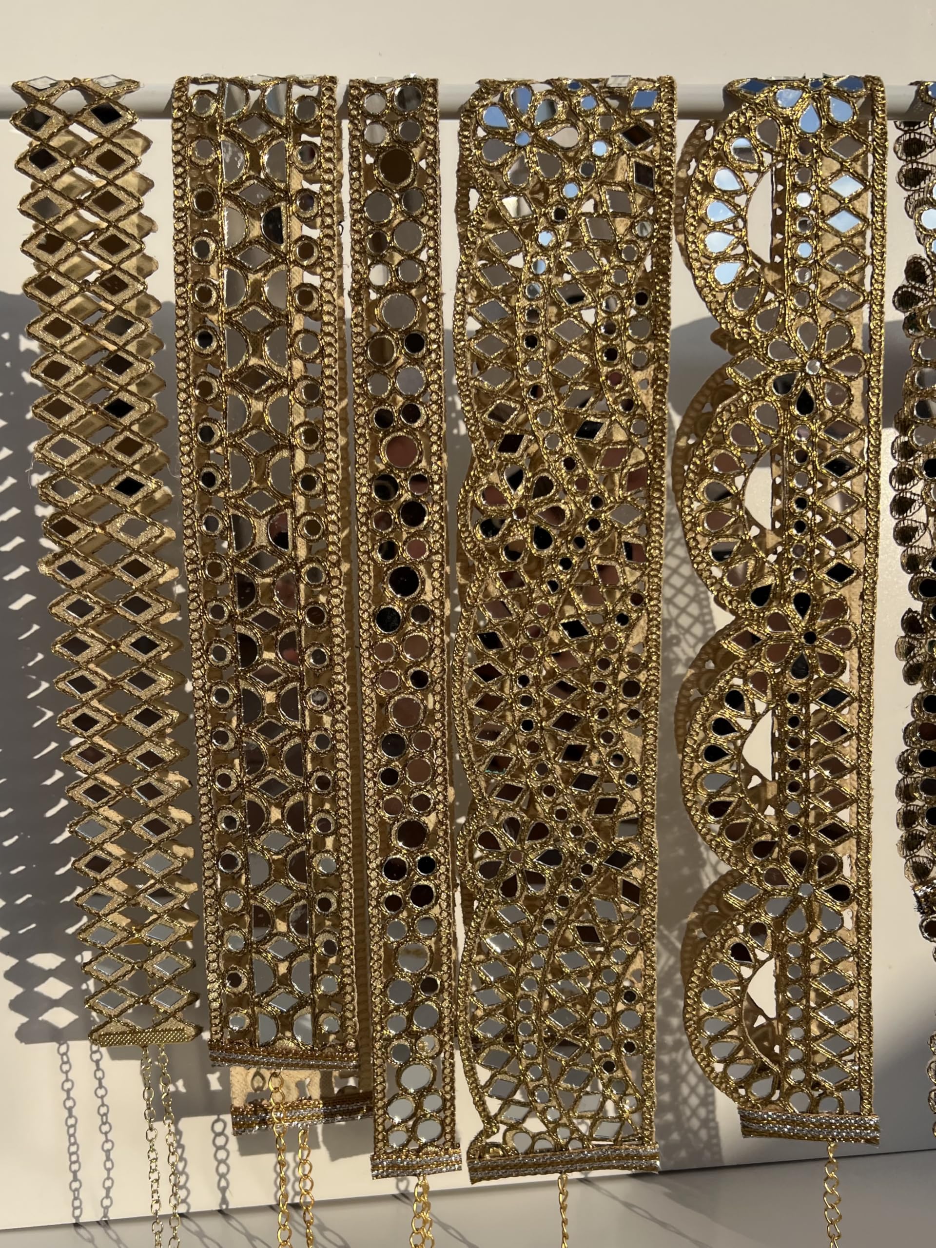 Genérico Cinturón de Espejos Dorado para Mujer, Hecho a Mano, con Cadena Ajustable