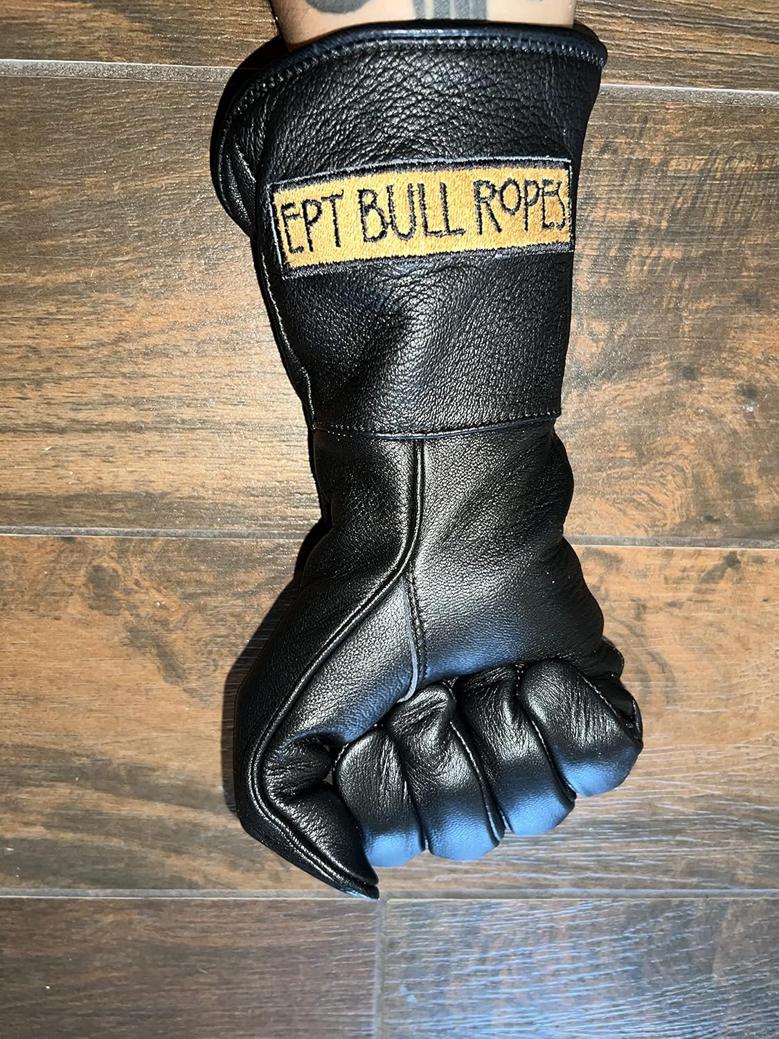 EPT Bull Ropes Bull Riding Glove Adult Black Cowhide EPT Brand 9.0 Right Hand