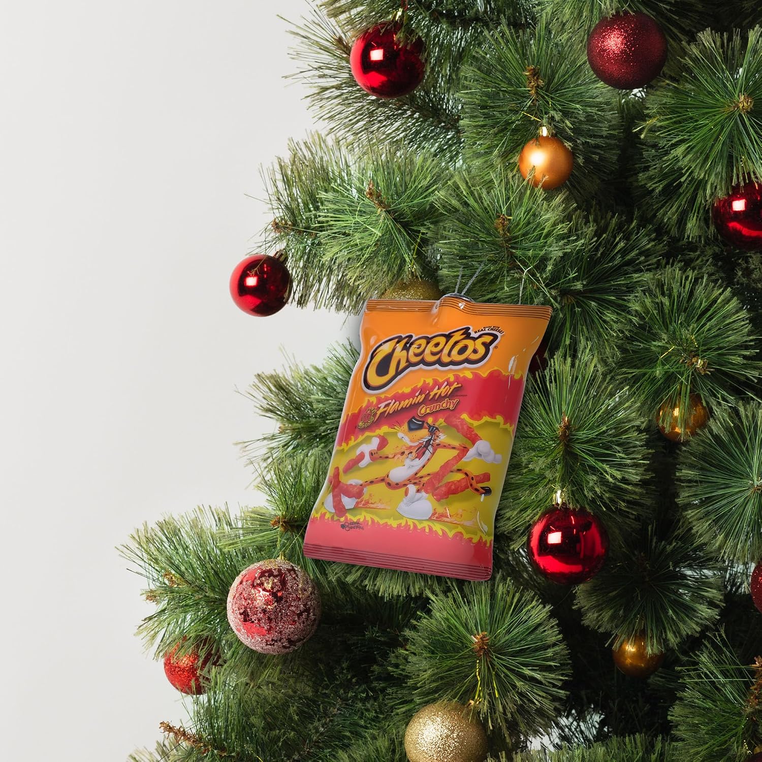 WondaPop Flamin' Hot Cheese Puffs 4" Christmas Tree Ornament, Indoor/Outdoor Decoration, Holiday Decor
