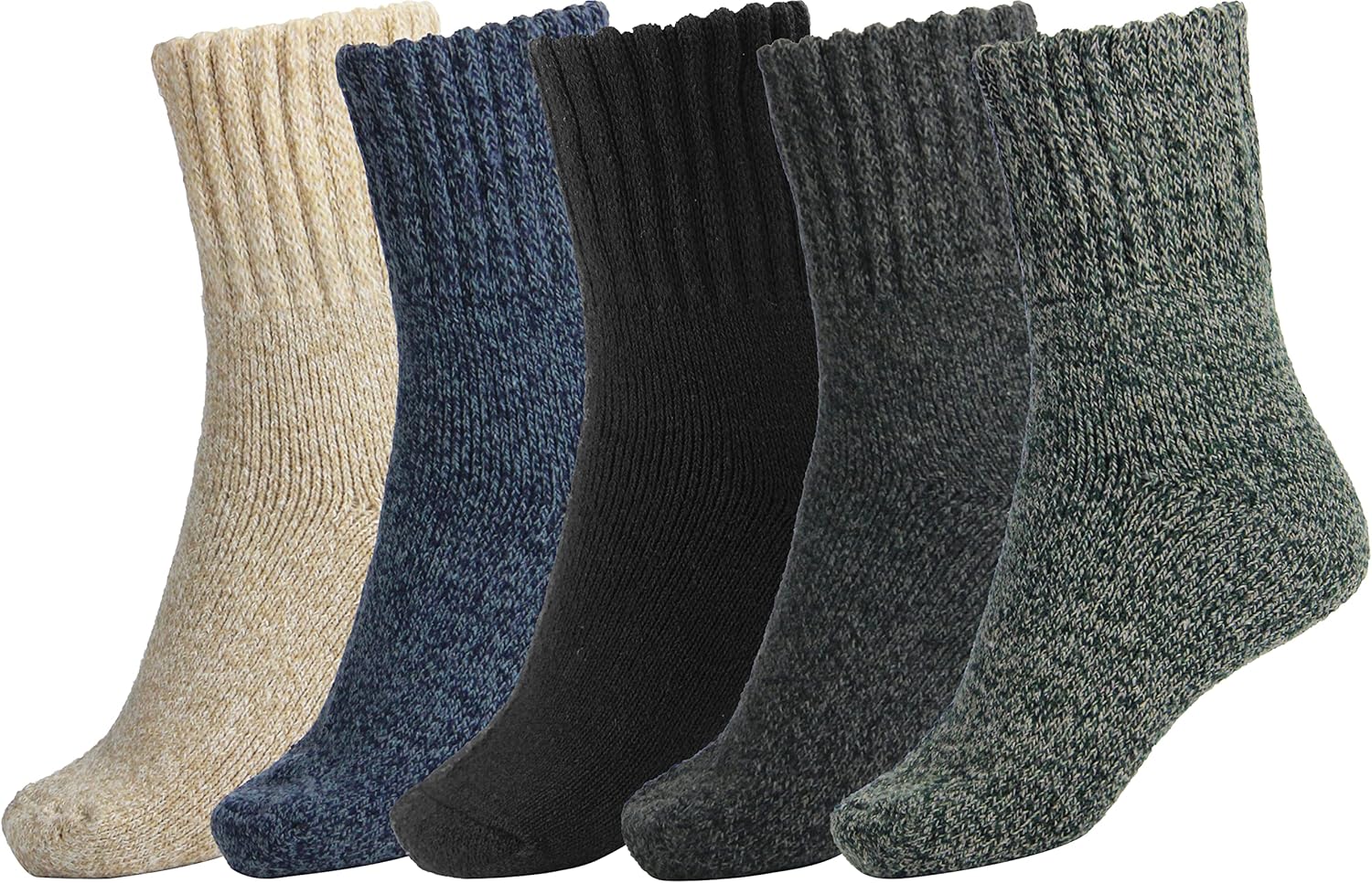 Gray Beige Blue Green Black -5 Pairs