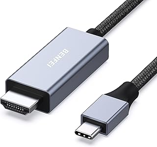 BENFEI USB C to HDMI 6 Feet Cable [4K@60Hz, Aluminum Shell, Nylon Braided], USB Type-C to HDMI Cable [Thunderbolt 3] Compatible for MacBook Pro/Air/iPad Pro 2023/2022/2021/2020/2019, Gray