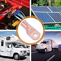 Vista 265 de SELTERM - 2 terminales de anillo resistentes para cable de batería, calibre 4 AWG, pernos de 3/8 pulgadas, terminales de calibre 4, ojales de cobre