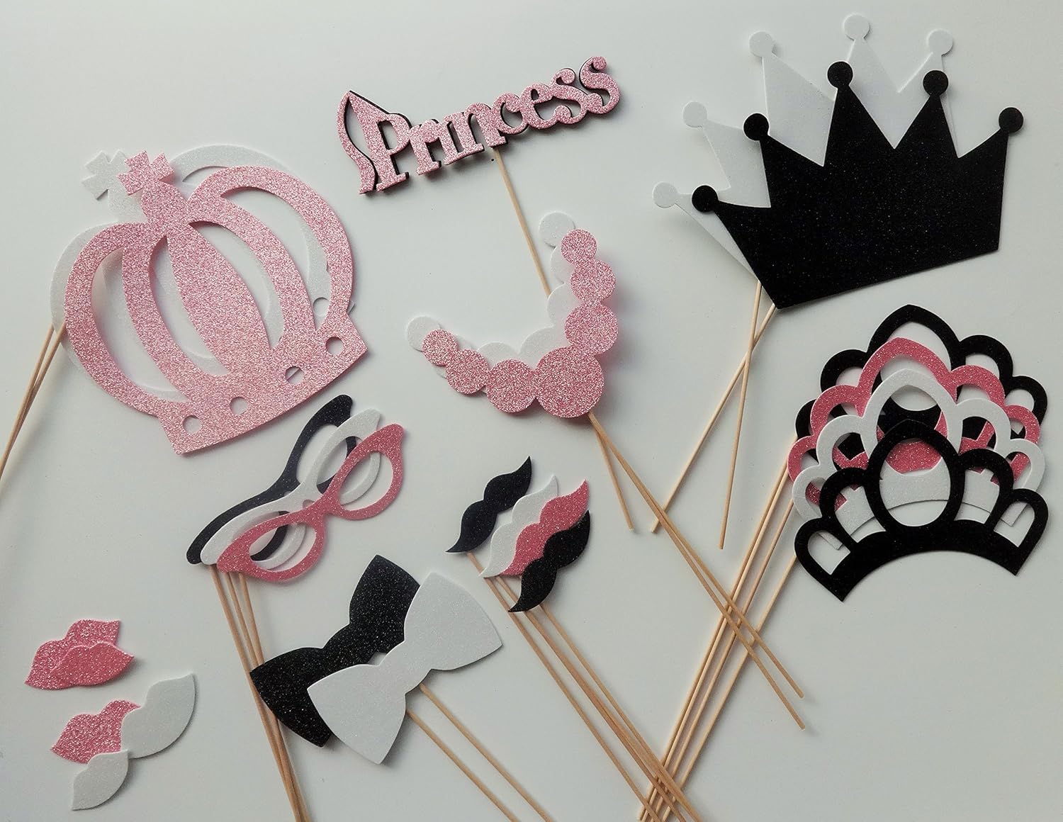 Princess Photo Booth Props Pink Black and White