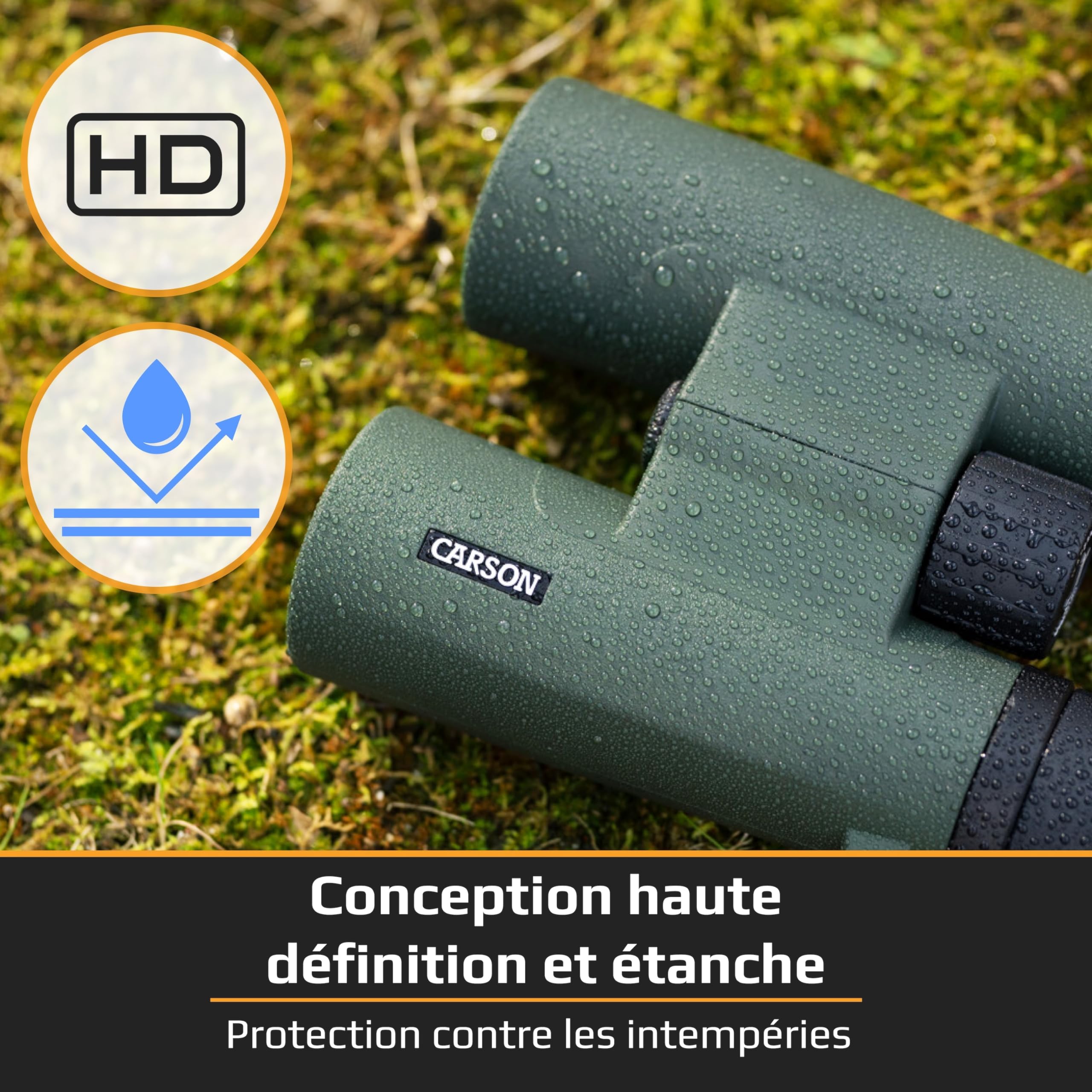 Carson jumelles Série RD 8x42 mm HD complètes et étanches à double pont (RD-842)
