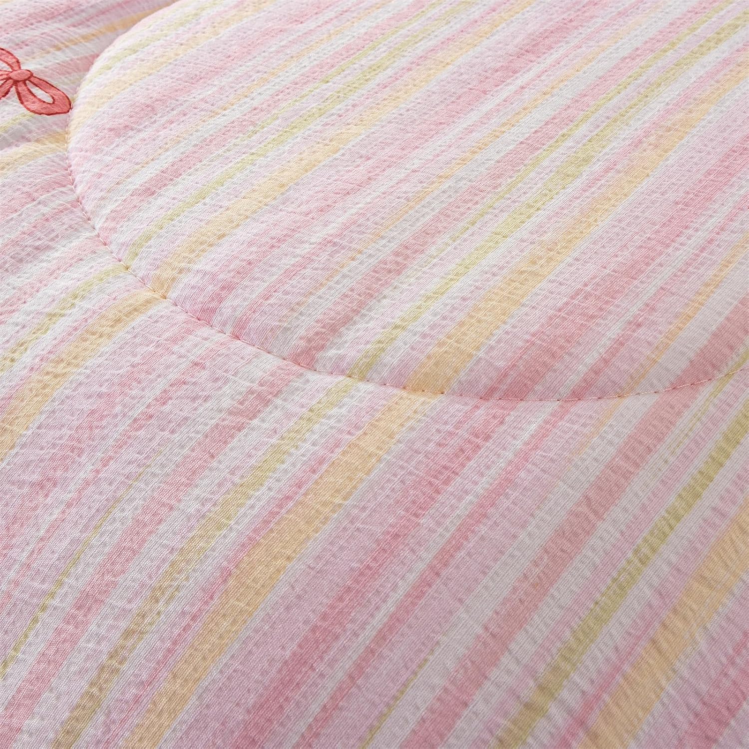 Aimuan Pink Bow Comforter Set 6 Piece, Cute Ribbon Bowknot Bedding Set, Princess Rainbow Comforter and Sheet Set Dreamy Lightweight Soft Bed Set for Girls (Pink Colorful, Twin 6Pcs) - Image 7