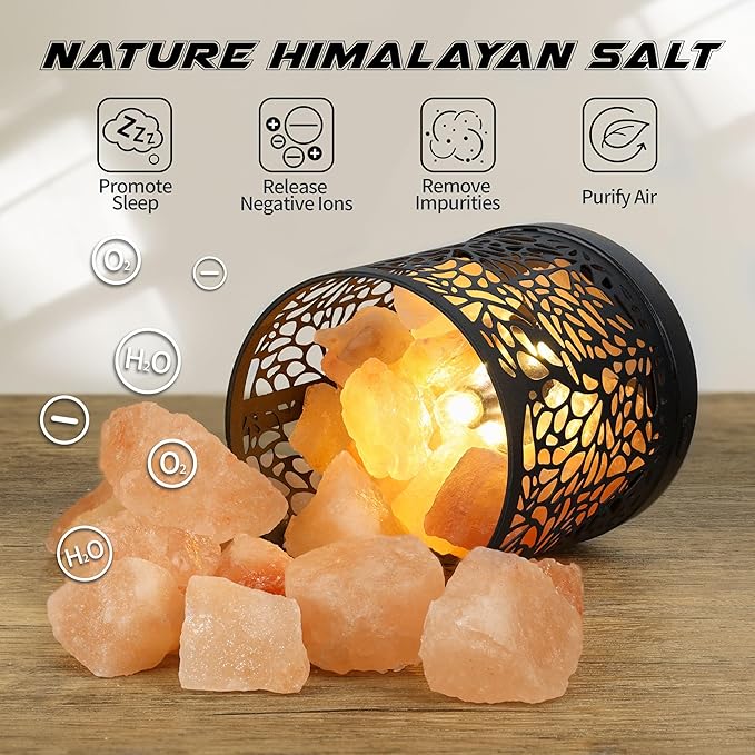 SUNYA SUNYA Himalayan Salt Lamp - Metal Basket with 5 LED Bulbs, Pink Rock Salt Lamp Night Light with USB Power Cable. Box Package (Etoile) photo 2