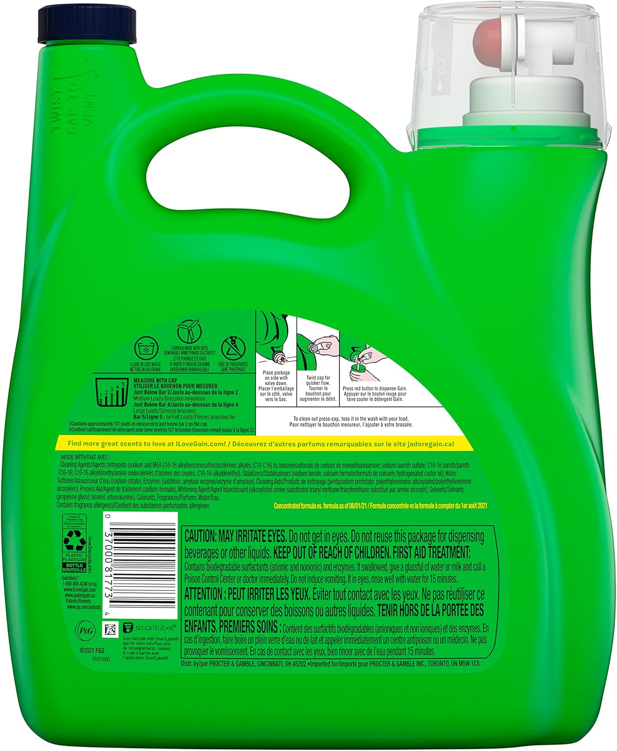 Gain Liquid Laundry Detergent, Lavender Scent, 154 fl oz, 107 loads, HE compatible, Laundry Detergent Liquid Soap (Pack of 2)