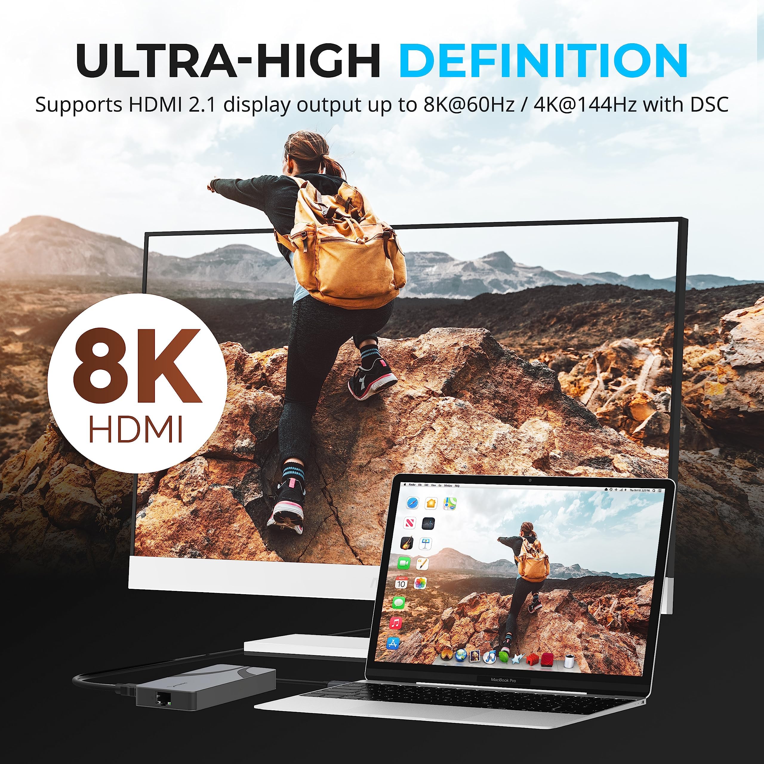 SABRENT USB4 Hub, Travel Hub with 2 USB-C Ports, 1 USB-A Port, HDMI 2.1, 2.5GbE and 85W PD 3.0 [HB-U4HP]
