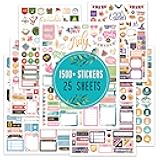 Planner Stickers - Monthly Planner Stickers and Accessories 25 Pages 1500 + Stunning Functional and Colorful Designs, Calendar Sticker Includes Festival Theme Journal Sticker