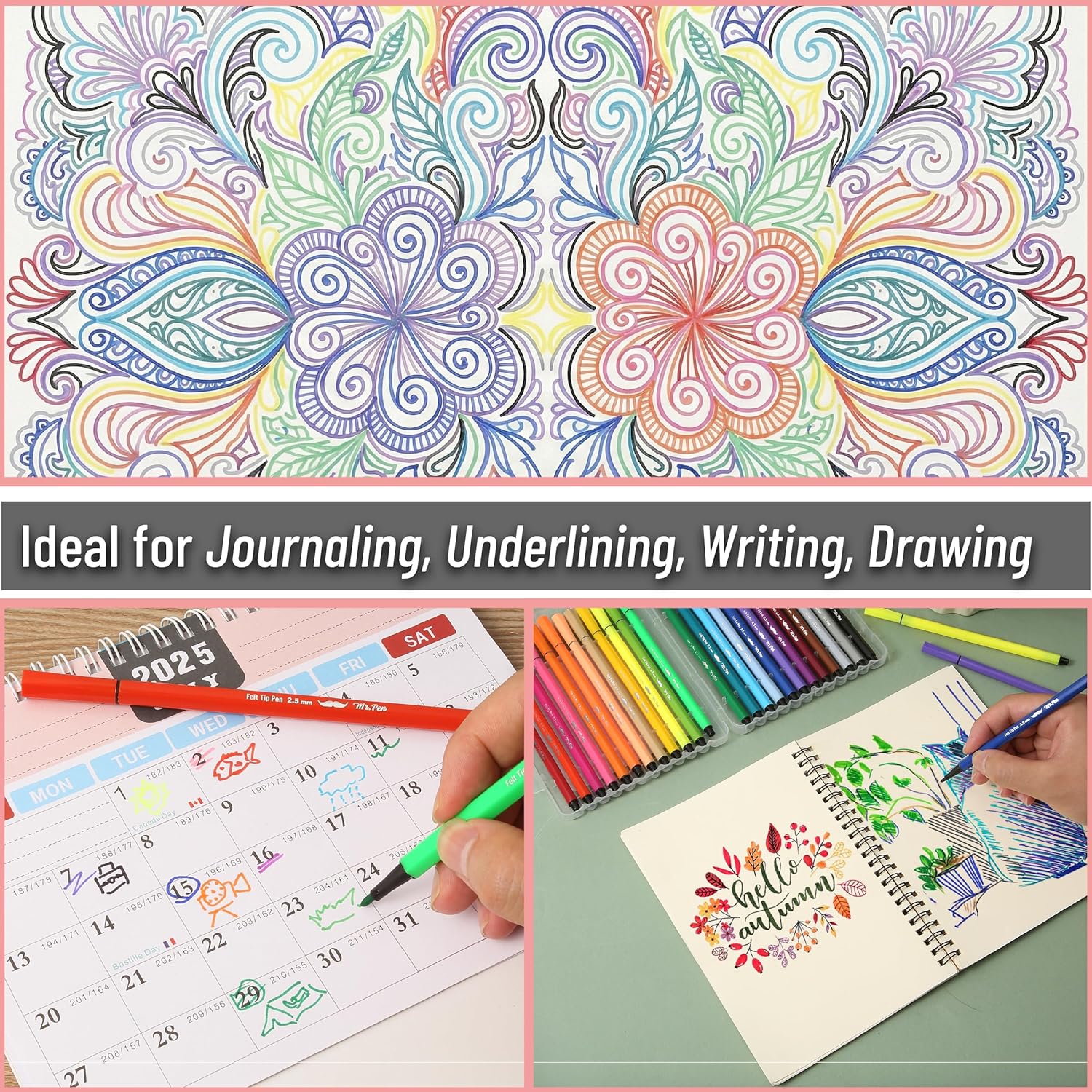 Mr. Pen- Felt Tip Pens, Markers, Assorted Colors, 12 Pack, 2.5 mm, Bible Journaling Pens, Bold Felt Tip Pens, Bold Point, Journaling, Note Taking, Drawing - Image 6