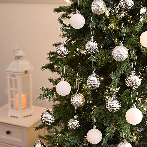 Miniatura 114 de Valery Madelyn Juego de adornos de Navidad para árbol de Navidad, 24 quilates, adornos de bolas inastillables de color azul marino, adorno colgante