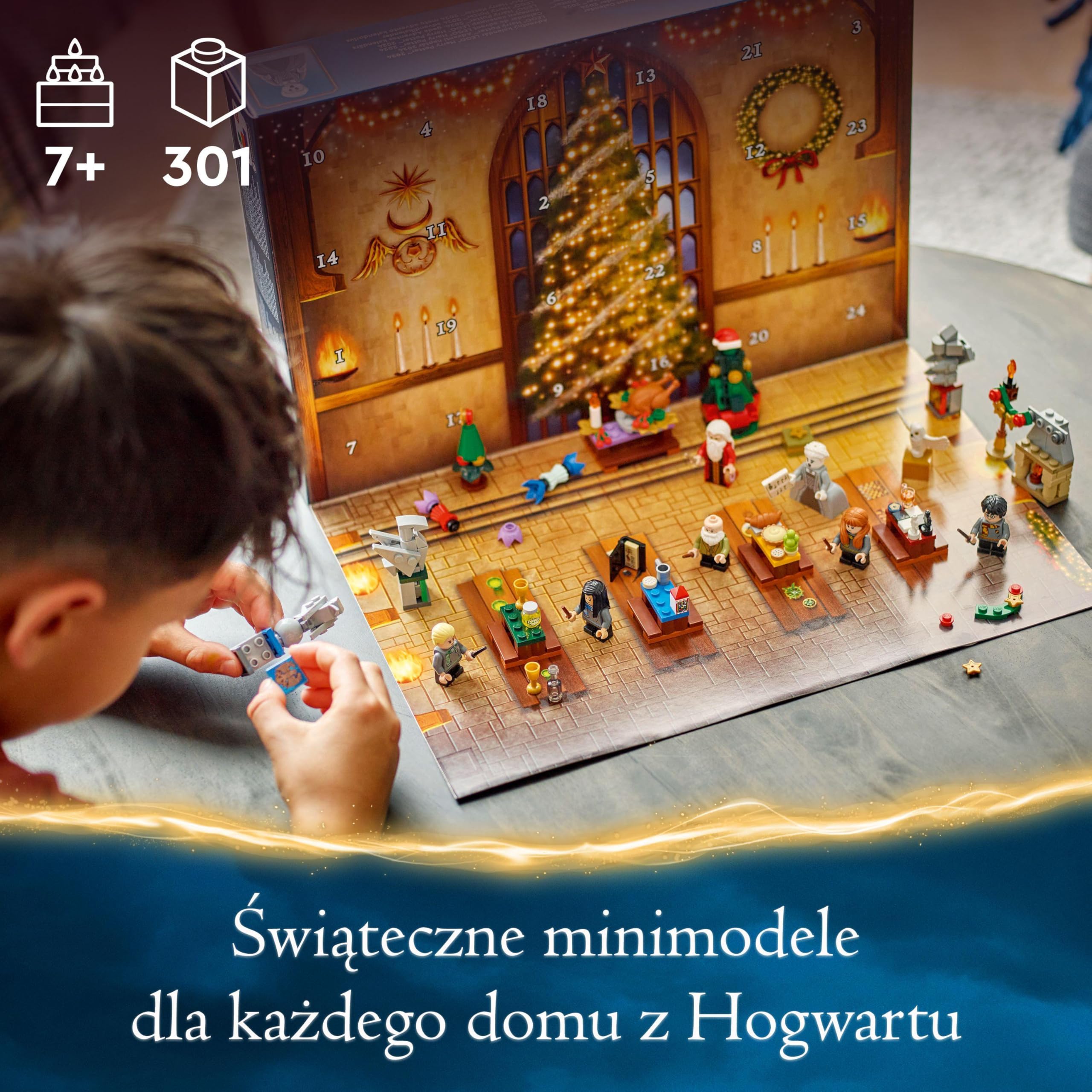 LEGO Harry Potter Kalendarz adwentowy 2024 rok, Zabawka dla Dziecka do Zbudowania, 7 Minifigurek i 16 Minimodeli, Prezent dla 7-latka, dla Chłopca i Dziewczynki na Mikołajki i na Święta, 76438