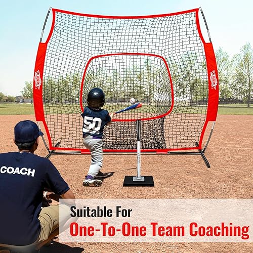 Miniatura 5 de Combo de camiseta de bateo de béisbol y red de práctica para batear, pegar, lanzar, lanzar, red de béisbol de 6 pies con bolsillo grande con