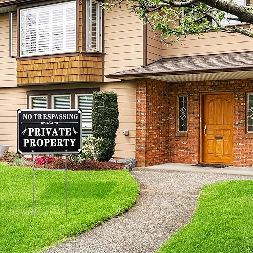 Miniatura 5 de 4 letreros de metal de aluminio con diseño de propiedad privada, resistentes a la decoloración, resistentes a la intemperie, para interiores y