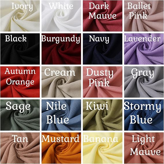 Stretchy Waffle Fabric by the Yard Waffle Knit Polyester Stretch Spandex 60 inches Wide - Solid Colors - 1 Yard (Autumn Orange)