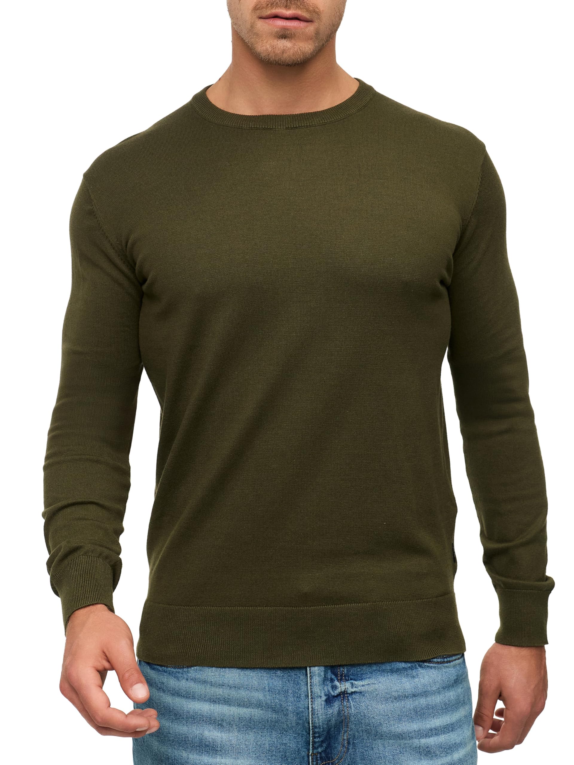 Indicode Herren INKalpo Feinstrick-Pullover mit Rundhals-Ausschnitt