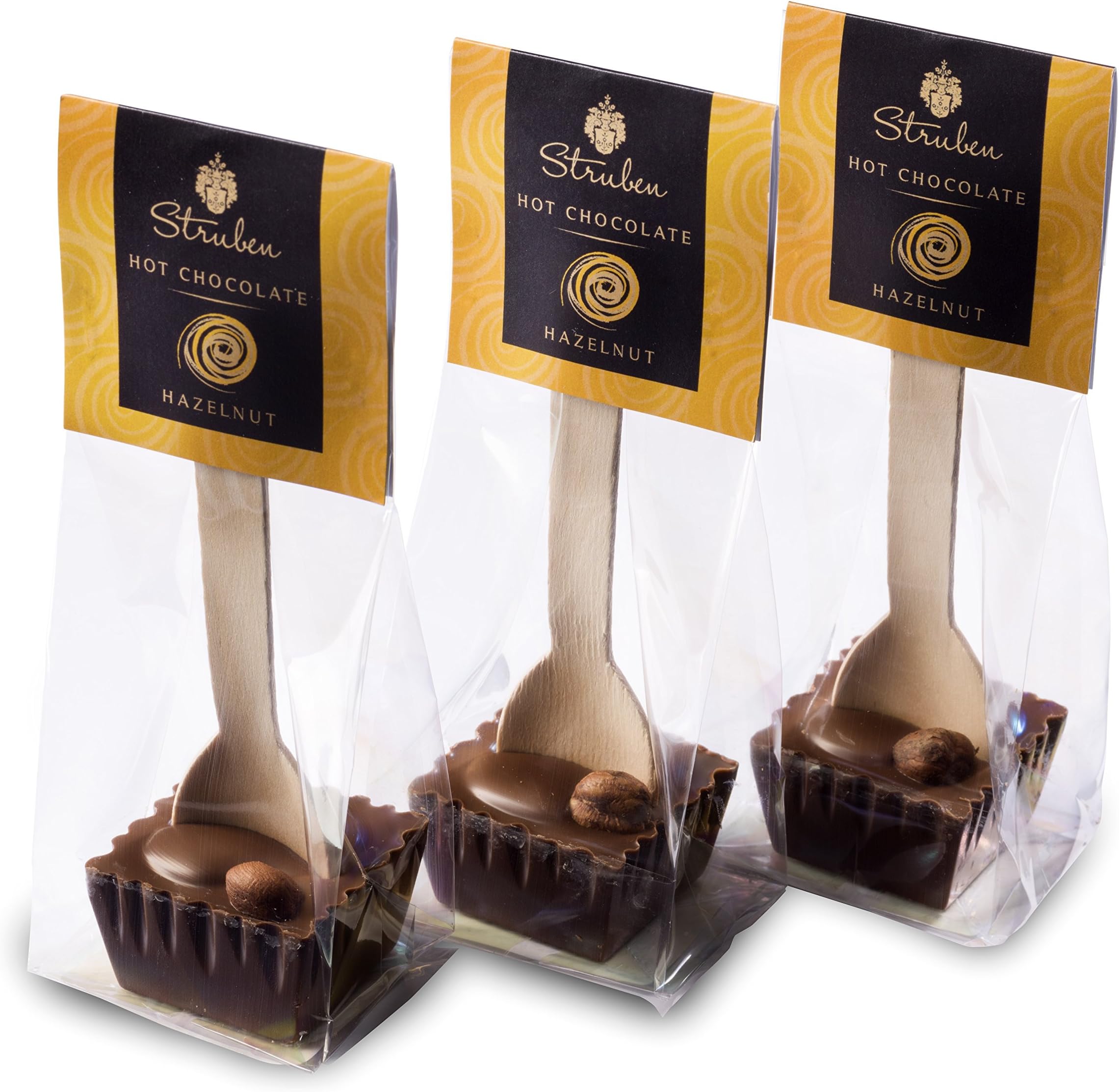 Struben Hot Chocolate Spoon Collection - Hazelnut - Set of 5 pcs. - Contains 100% Struben Milk couverture Chocolate