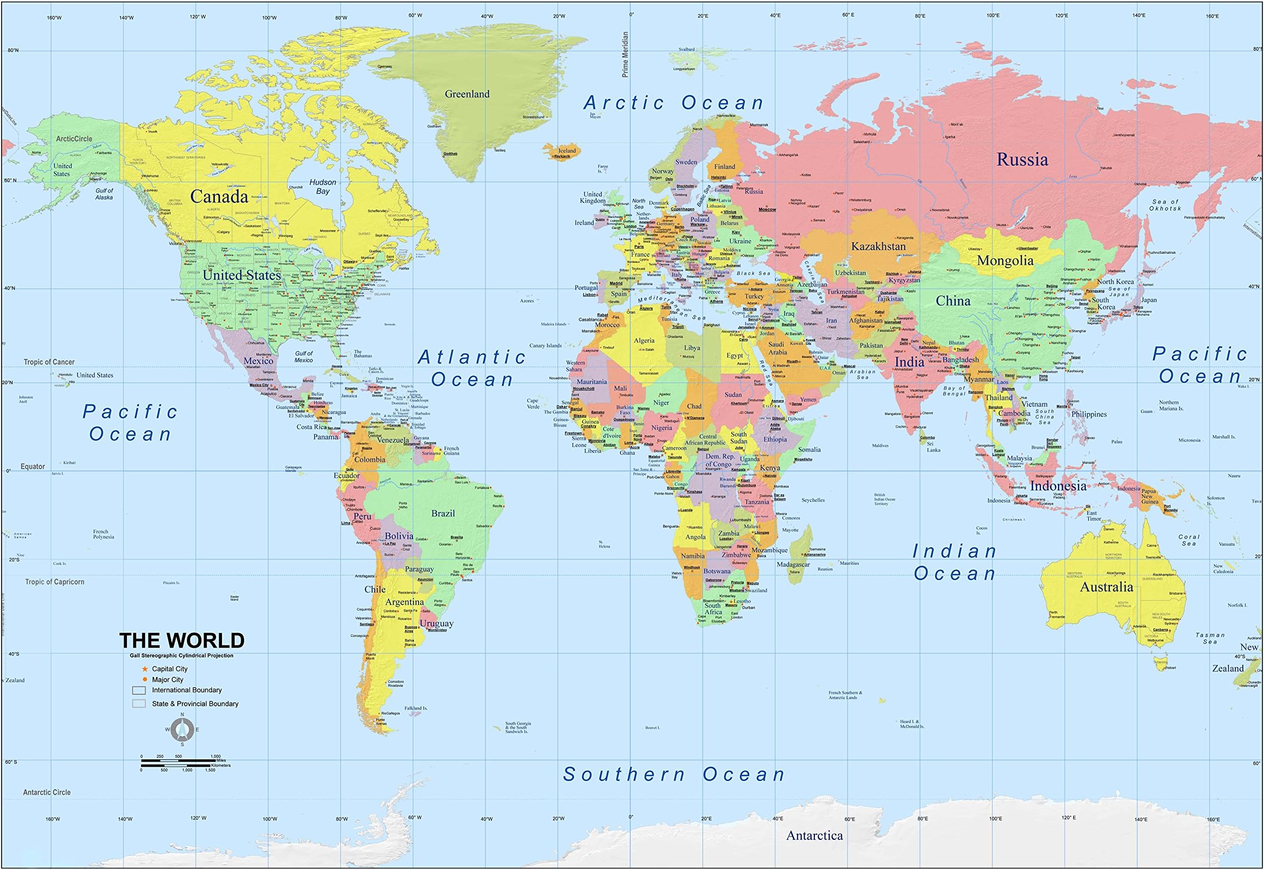 World Map, Atlas, Geography, Political Quality Poster in