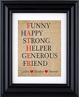 Acronym Father Print, Gift for Father, Christmas Gift from kids, Personalize Gift for dad, burlap print-9E (Frame not included)