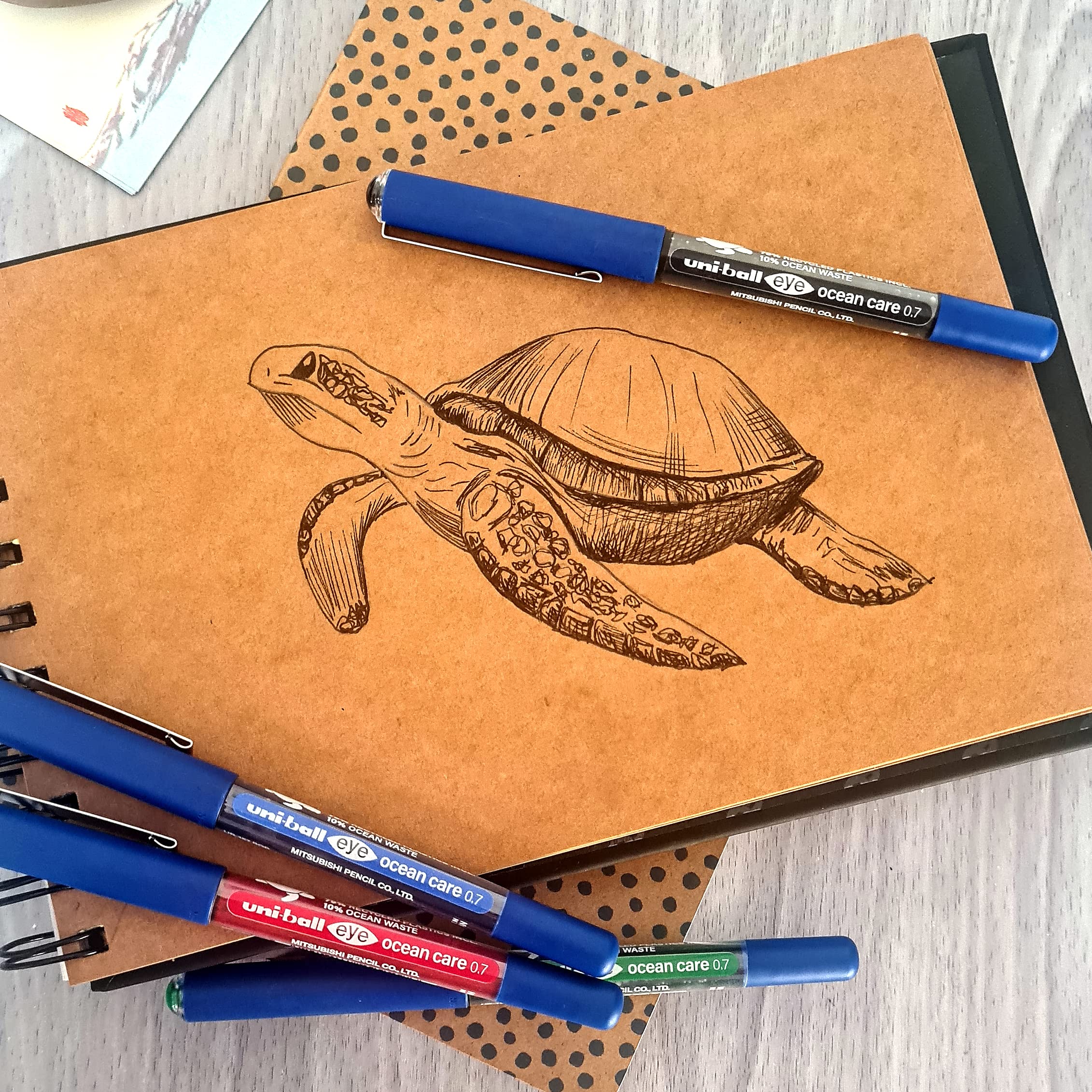 uni-ball Eye Ocean Care UB-157ROP Red Rollerball Pens. Fine 0.7mm Ballpoint Tip for Super Smooth Writing Drawing, Art - Image 4
