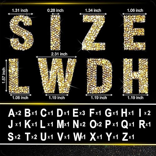 Miniatura 4 de Locacrystal 68 piezas de pegatinas de letras de alfabeto de resina brillante con diamantes de imitación A-Z, autoadhesivas, para decoración de