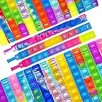 Vista 3 de Paquete de 100 pulseras para ansiedad a granel, duraderas y ajustables, pulseras de presión multicolor para niños y adultos, juguetes a granel