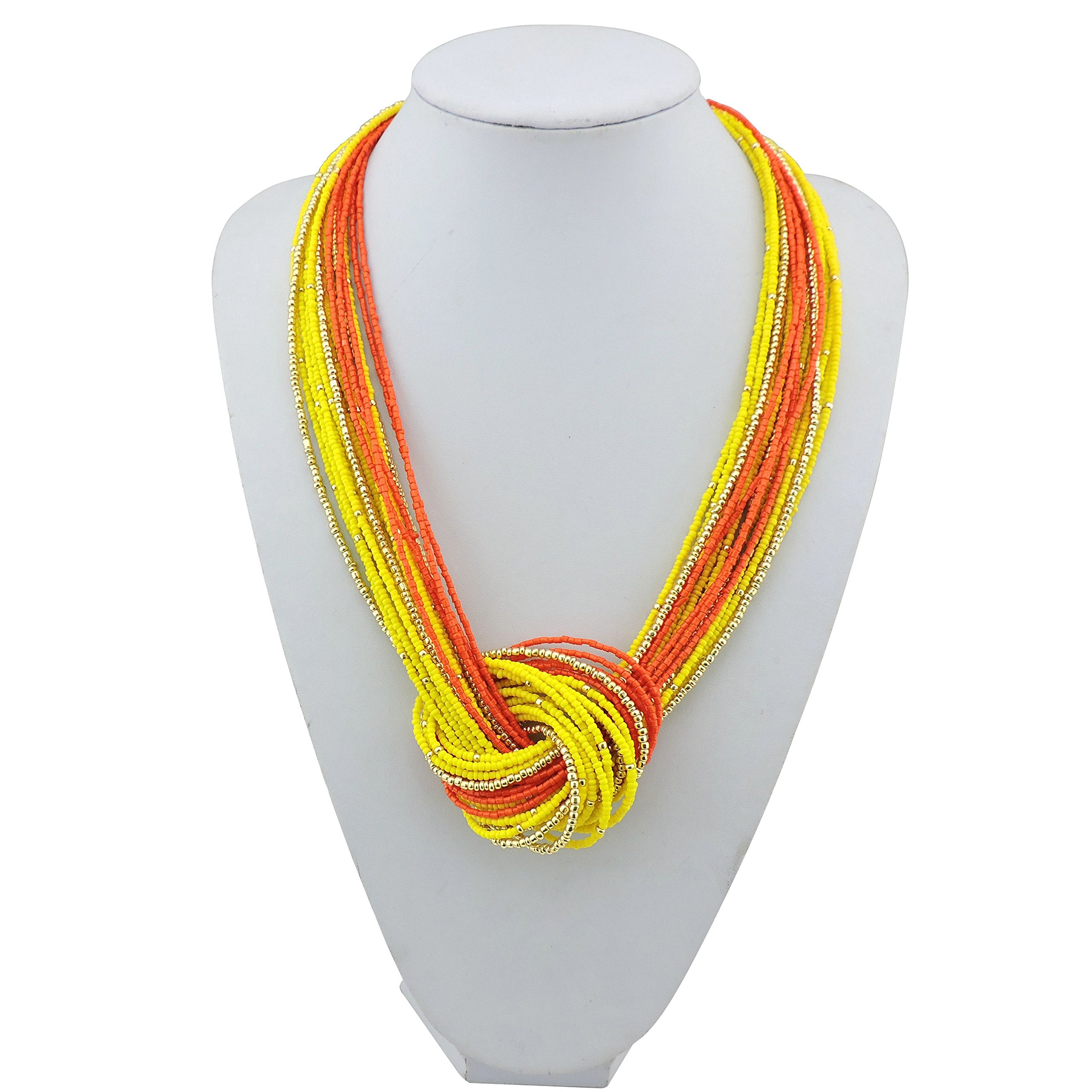 Bocar Seed Beads multistrato Chunky Bib Statement Knot collana (NK-10316)