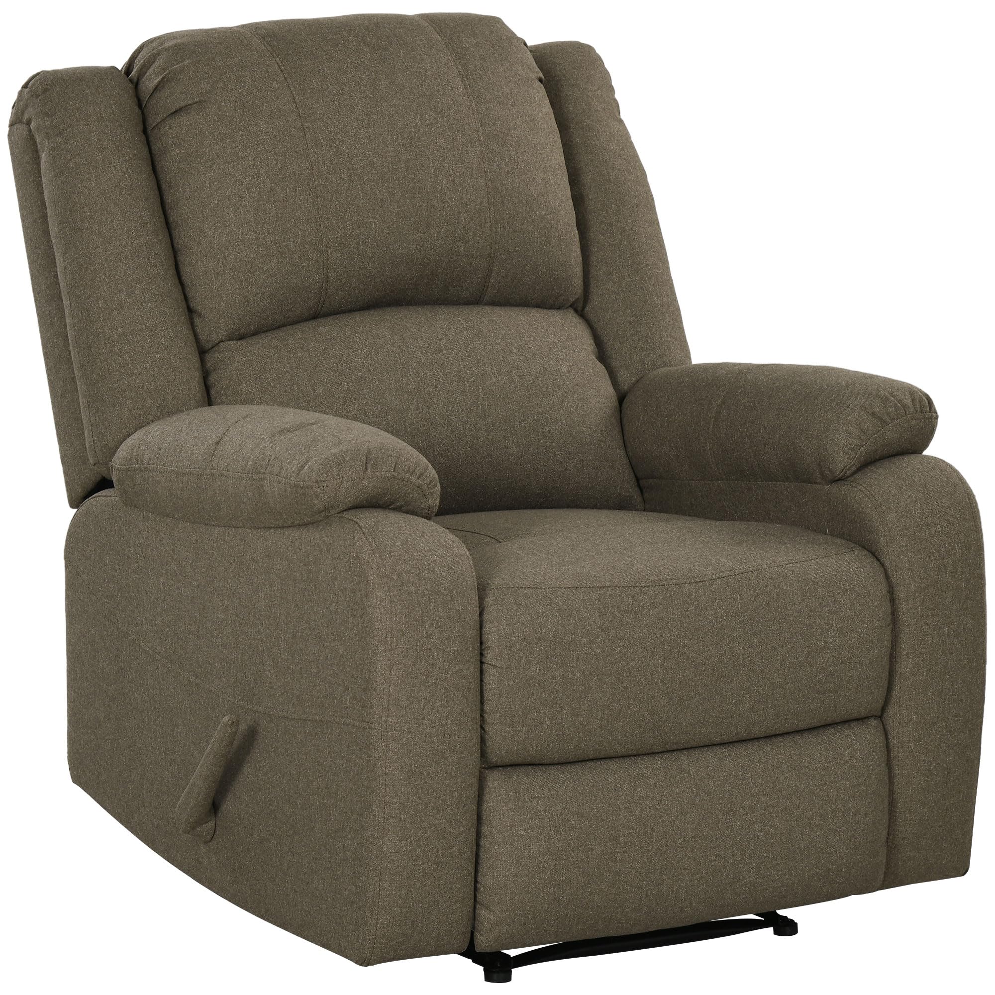 HOMCOM Fauteuil Relax Manuel Fauteuil TV avec Fonction Chaise Longue, Aspect Lin, Fauteuil TV avec poignée latérale, Repose-Pieds, supporte jusqu'à 150 kg, pour Le Salon, Marron