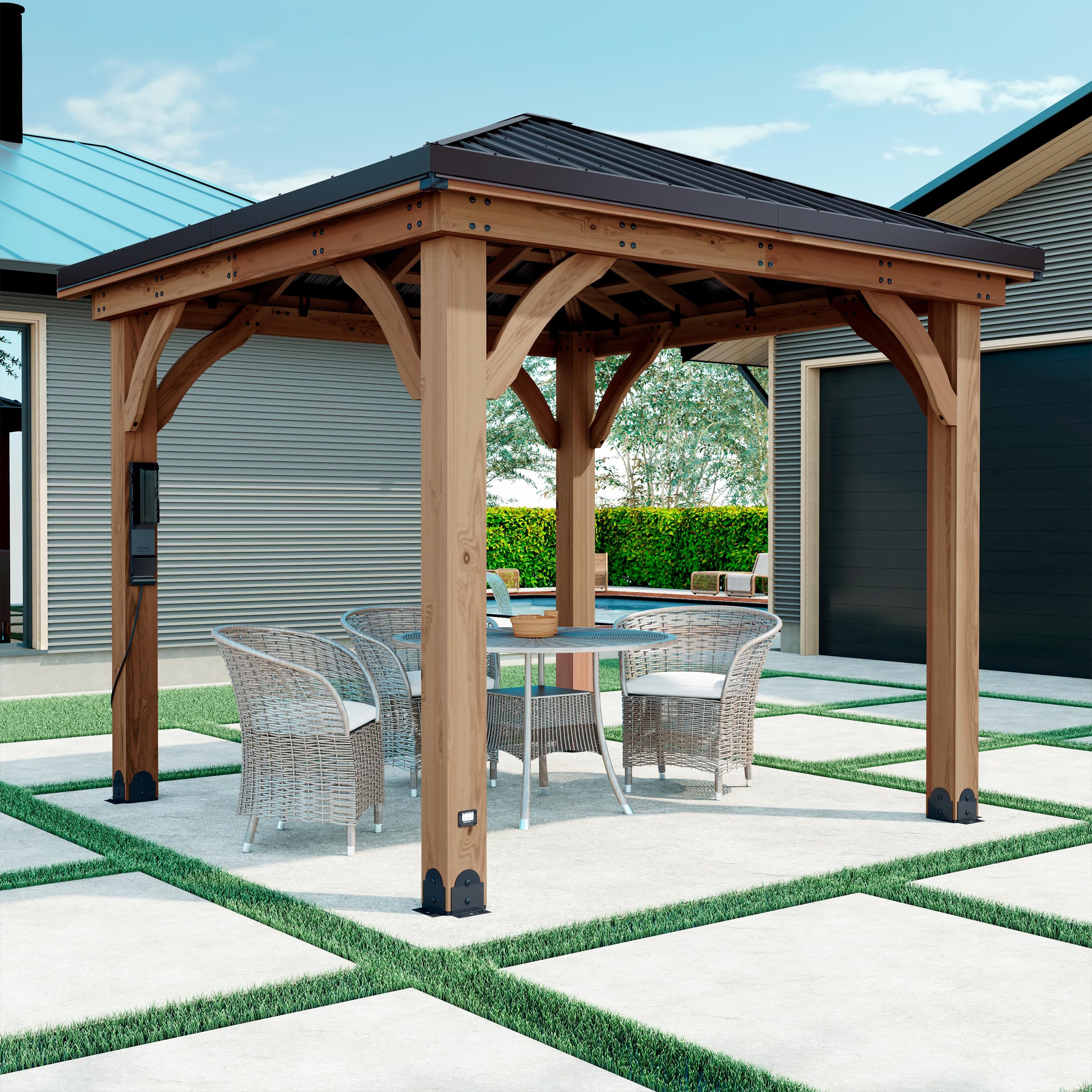 Amazon.com : Backyard Discovery Barrington 10' x 10' Cedar Wood Outdoor ...