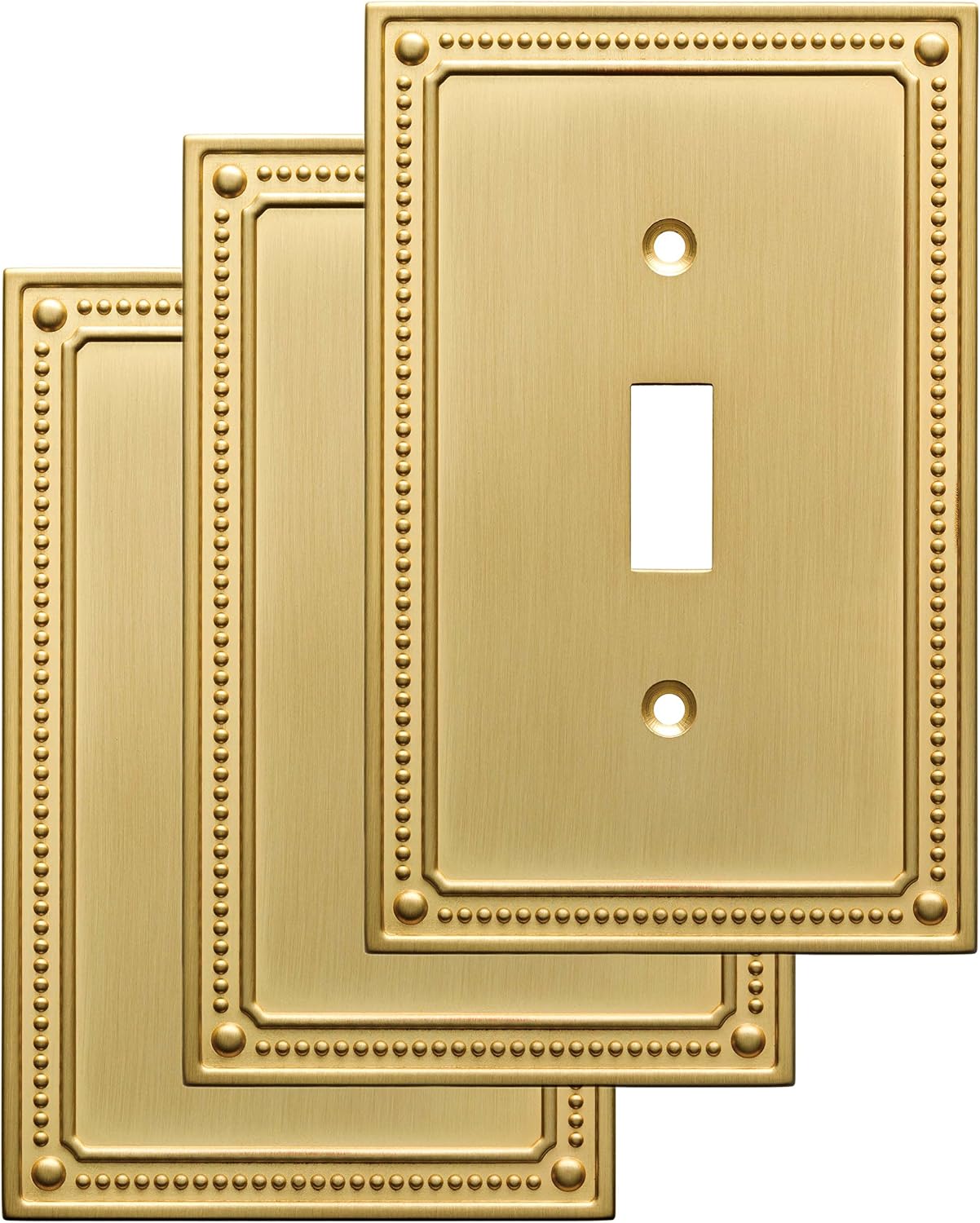 Franklin Brass W35058V-BB-C Classic Beaded Single Switch Wall Plate/Switch Plate/Cover (3 Pack), Brushed Brass