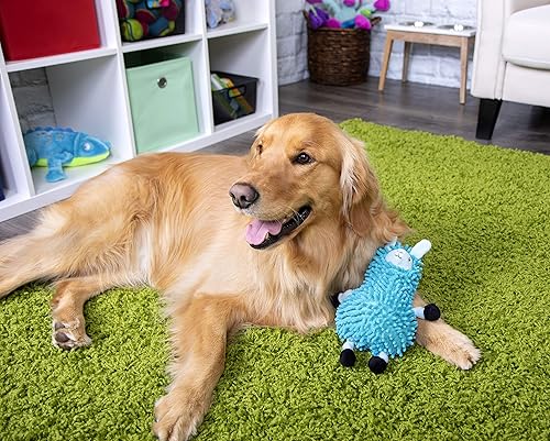 Miniatura 8 de goDog Llamas - Juguete chirriante de peluche para perro, tecnología Chew Guard, azul, pequeño