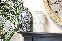 Vista 4 de Tarro de jengibre decorativo azul y blanco con tapa